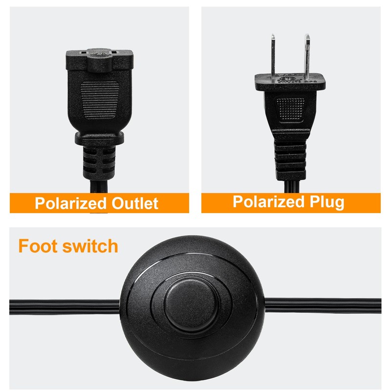 Foot Pedal Switch, 6FT Extension Cord with Polarized Plug, Heavy