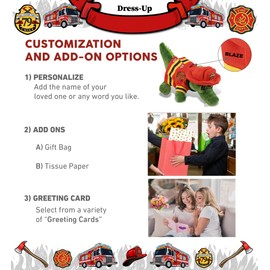 DolliBu Alligator Firefighter Stuffed Animal with Name Personalization - Big Eye Alligator with Red Fireman Costume Outfit and Fireman Hat, Cute Fire Fighter Doll Plush Toy for Kids - 6 Inch