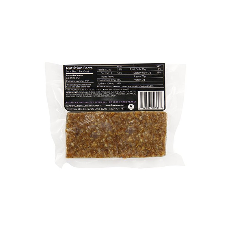 Love Force Rawganic Vegan Energy Bar, Fig Ginger, 3 Ounce