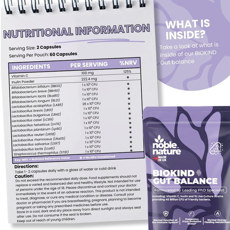 Noble Nature Biokind Gut Balance – 40 Billion CFU Friendly
