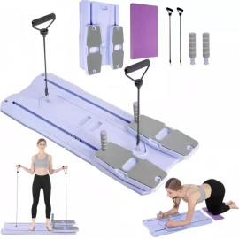 Pilates 필라테스 리포머 보드 세트 - 전신 운동을 위한 2026 접이식 8-in-1 머신 저항 밴드가 있는 Ab 코어 Pilates Reformer Board Set - Full Body Exercise 2026 Foldable 8-in-1 Machine with Resistance Band for Ab Core [Purple]
