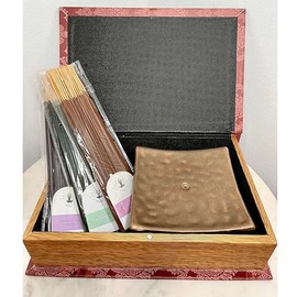 Hosley 120 Pack Assorted Incense Sticks Gift Set in Red Storage Book Box. include 40 Sticks Each of 3 Random Grab Bag Fragrances & A Ceramic Incense Stick Holder Ideal for Home Meditation Aromatherapy