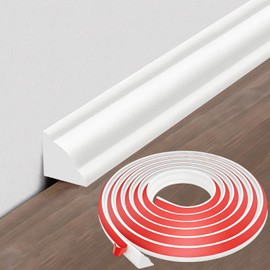 Peel and Stick Wall Molding Trim, 1/2 in x 9.84 Ft Flexible TPE Self-Adhesive Baseboard for Wall Corner, Countertop, Window Sill Gap Filling & Seam Cover