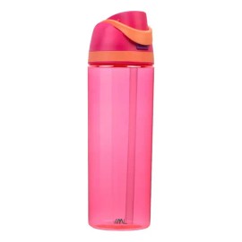Viora Botella de Agua Deportiva Boost Clear 30 Oz (877ml) con Popote y Boquilla Dual Tritan Resistente Libre BPA, Sistema Antiderrames con Seguro, Portátil con Asa, Ideal Gym y Oficina (Rosa)