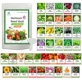 Fine Seeds Heirloom Vegetable Seeds Survival Garden Kit - Over 18,000 Seeds, 39 Varieties