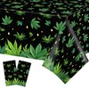 2 PCS Weed Party Tablecloths,87" Lx51 W Rectangular Plastic Table