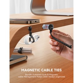 JOYROOM JOYROOM 12PCS Magnetic Cable Ties, Reusable Silicone Cord Organizer with Strong Magnets & Buckle Holes, Multi-Purpose Cable Management Straps Magnetic Clips for Bundling, Hanging & Organizing (Black)