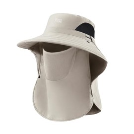 Wide Brim Hat with Neck Flap Sun Protection Full Coverage Outdoor Hat for Gardening Fishing Hiking Beach Traveling Khaki