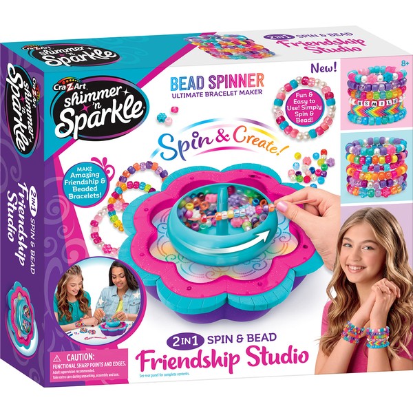 CRA-Z-Art Shimmer ‘N Sparkle 2-in-1 Spin & Bead Friendship Studio Bracelet Maker, Ages 8 and up