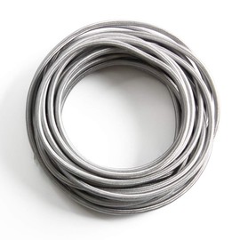 32.8ft Fabric Cloth Covered Round Wire,PRUNLLA Vintage 18/2 Industrial Electrical Lamp Cord, 18-Gauge Antique Style for Retro Lamp, DIY Projects (Silver gray)