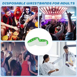 FloraMolly Inlet Bands, 50 Pieces Disposable ID Wrist Band Adult Waterproof PVC Teens Safety ID Bracelet for Festival Party Hospital Concert - Green