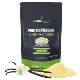 Protein Pudding Powder 500 g - Vanilla - Super Delicious Cream for Mixing with High Protein Content from Whey + Casein - Low Sugar & Fat Free - Premium Quality alphavitalis