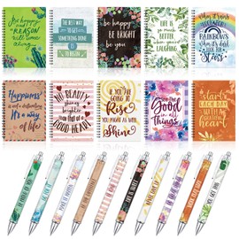 20 Pcs Inspirational Notebooks and Pen Set Inspirational A5 Notebook Motivational Quotes Lined A5 Journal Inspirational Pens Motivational Ballpoint Pens for Home Office School Appreciation Gifts