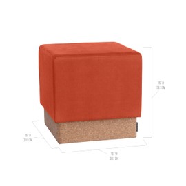 Seville Classics Cushioned Fabric Ottoman Hidden Storage Chest Footrest Chair, Padded Seat for Bedroom, Dorm, Loft, Living Room, Entryway, Hallway, Cork/Burnt Sienna, 15" Cube