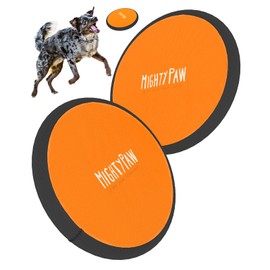 Mighty Paw Dog Frisbee 2 Pack - 10.5" Fetch Pet Toy For Hyper Dogs - Hours Of Fun Excitement And Exercise - Training Reward For Dogs - Four Season Fun - Floating Waster Frisbee - Durable Canvass