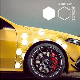 KEQAR 52 Stück Auto Aufkleber im Waben-Muster – Auto Racing Karosserie Dekoration, Waben-Design Streifen für Autos, SUV, LKW & Geländewagen (Weiß)