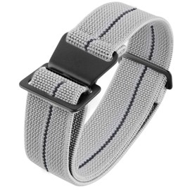 Onthelevel French Troops Parachute Bag for Nylon Elastic Belt Watchband 18mm 20mm 22mm Watch Strap(22mm, Grey Black-Black Buckle)