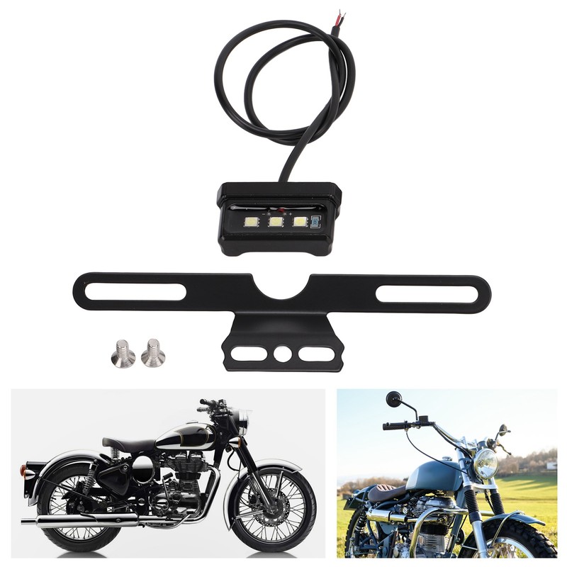 Motorcycle License Plate Lamp Blue LED with Bracket Univeral for