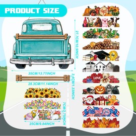 Suzile 43 Pcs Interchangeable Seasonal Welcome Sign for Front Door Wood Truck Decor with 42 Holiday Signs Seasonal Wreaths Wall Hanging Outdoor Holiday Door Sign Wall Pediments for Home Office(Green)
