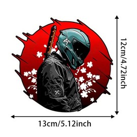 1Pair Japanese Motorcycle Samurai Car Stickers 5.12''x4.72'' Waterproof Viny Red Sun Warrior Sunscreen Decals, Used for Car, Laptop, Motorcycle, Van, RV | CZ11