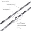 FOSIR Mens Round Box Chain, Stainless Steel Rolo Chain Necklace