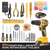 3/8" Brushless Compact Drill Tool Set, 85N.m 21V Cordless Drill