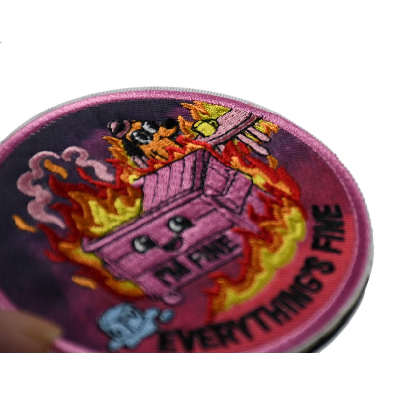 Everything's Fine Dumpster Fire Embroidery Morale Patch - Hook and