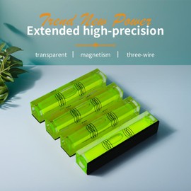 High precision mini bubble, double line small level bubble, three line flat ball, household level ruler can be turned 180 degrees (Magnetic, 80 * 17 * 15mm（4PCS))