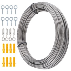 Wire Rope Trellis Set 20 m Stainless Steel Wire Rope with Length Adjustable Hook Coated 2 mm PVC Coated 7 x 7 Stainless Steel Rope as Washing Line Climbing Plant Rope Curtain Rope Shower Curtain Rope