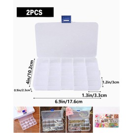 TOZBLEU 2 x Storage Box - Plastic Sorting Box, Sorting Box for Small Items, Transparent Sorting Box with 15 Compartments, Hanging Hole for Storing Screws, Earrings, Beads