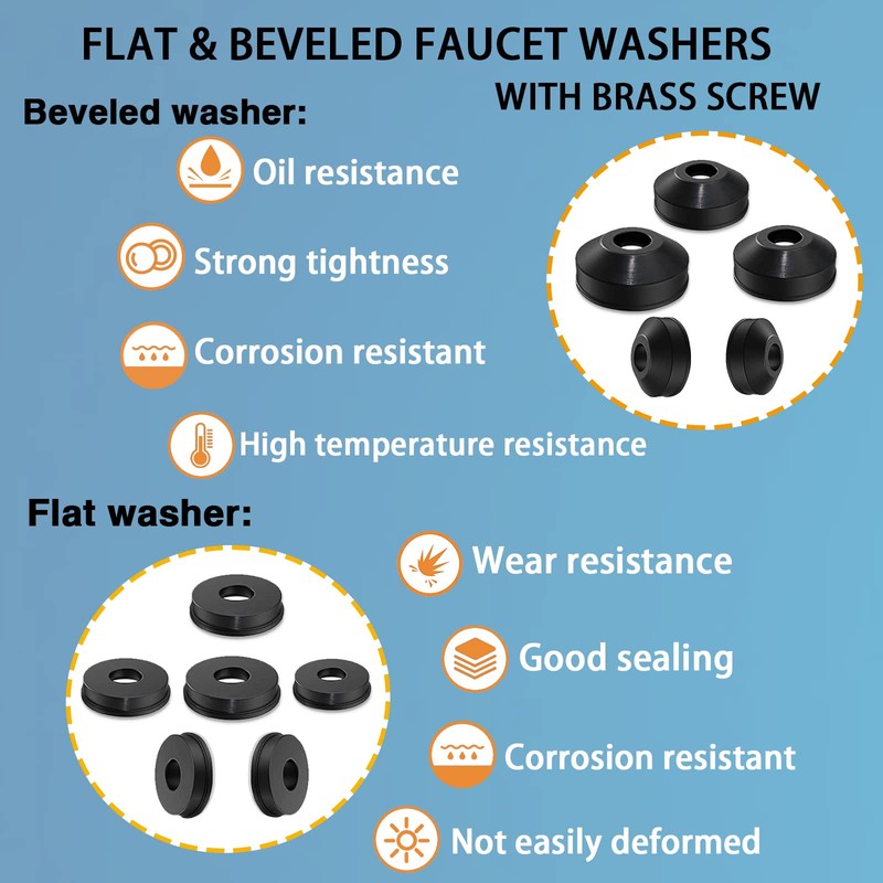 ZDBB 106 pcs Flat and Beveled Faucet Washers and Brass