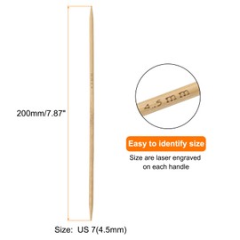HARFINGTON 5Pcs Bamboo Knitting Needles Double Pointed Size US 7(4.5mm) Carbonized 7.9 Inch(20cm) Straight for Handmade Creative DIY Knitting Craft Yarn