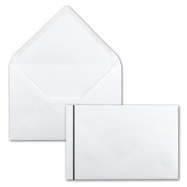 NEUSER PAPIER White mourning envelopes with black mourning line 150 envelopes in DIN B6 120x175 mm wet-glued without window for funerals, obituaries, thank You notes, condolences