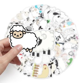AUCEKO Pack of 50 Sheep Stickers Pack Sheep Sticker Set Waterproof Vinyl Stickers for Laptop Children Cars Motorcycle Bicycle Skateboard Luggage Suitcase Computer Sticker Graffiti Decal