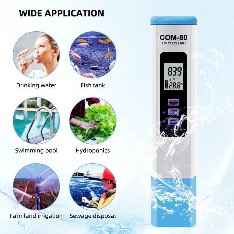 Water Testing Pen Multifunctional PH TDS EC Temperature Portable Automatic