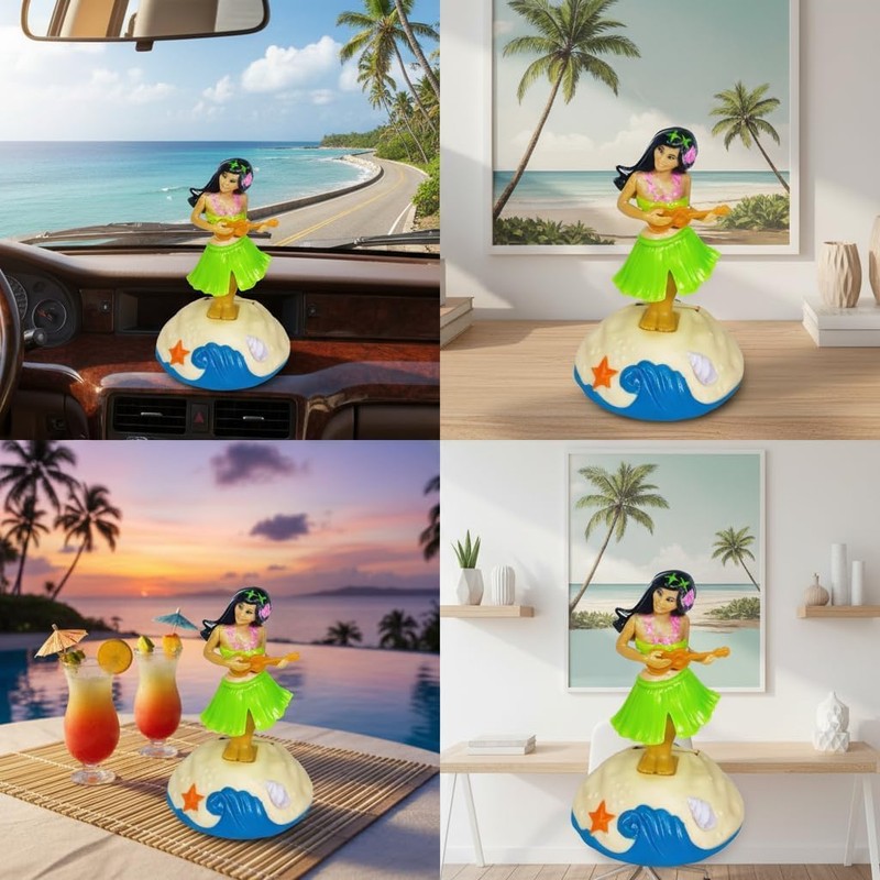 1 Pc Solar Powered Dancing Figures Decoration, Hawaiian Hula Dance