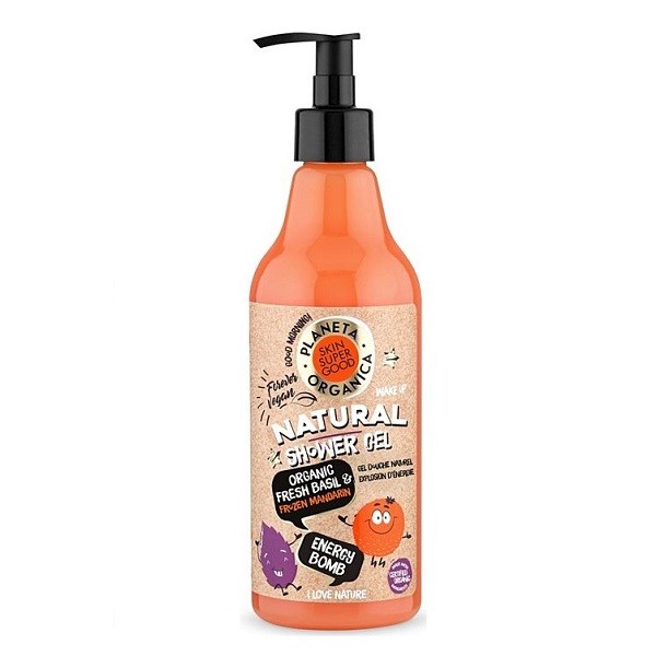 Natural Shower Gel Energy Bomb Organic Fresh Basil & Frozen Mandarin 500ml