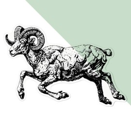 Medium 210mm 'Aries Ram Jumping' Clear Static Window Cling Sticker/Decal (Black) (WC00109174)