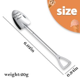 Fathers Day Birthday Gifts for Dad Daddy Ice Cream Shovel Spoon Gift for Men Papa Gifts from Son Daughter Kids Stepfather Dad Retirement Gift for Papa Stepdad Engraved Stainless Steel Scoop