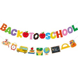 Back to School Banner Decorations Pre-Strung Happy First Day of School Classroom Decorations No-DIY Welcome Back to School Garland for Home Office Party Kindergarten Teacher Supplies Photo Props