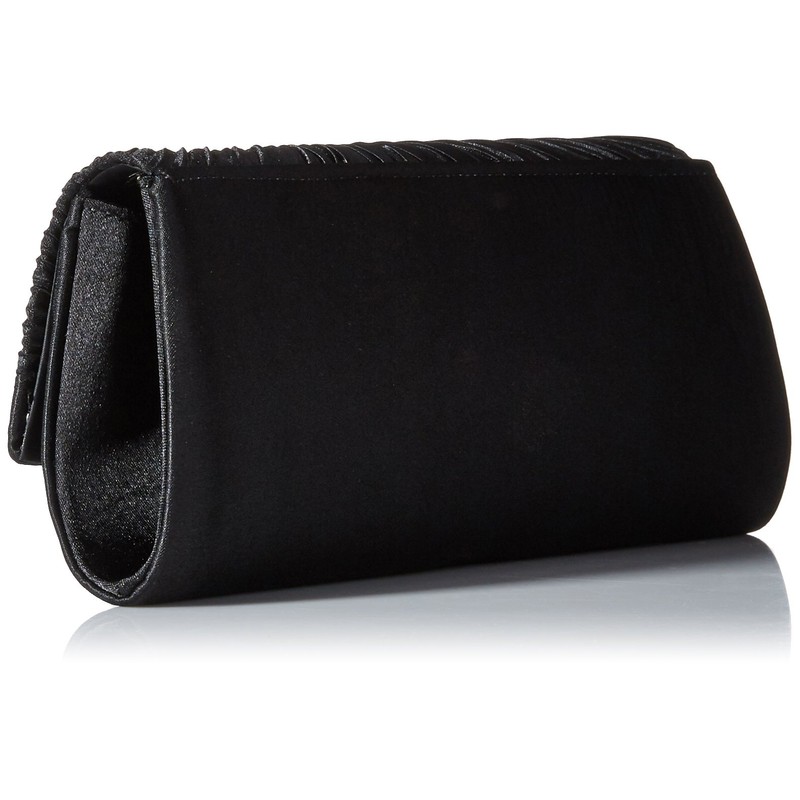 Damara Women's Satin Pleated Flower Front Evening Bag Clutch Handbag