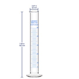 Labasics 4-Pack Borosilicate Glass 50 ml Heavy Wall Graduated Cylinder Measuring Cylinder