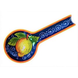 Italian Ceramic Spoon Rest - Lemon Blue