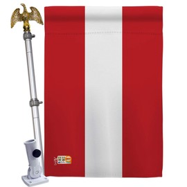 Americana Home & Garden HS140017-BO-02 Austria World Nationality Decorative Vertical House Flag Set, 28"x 40" w/Flagpole, Multi-Color