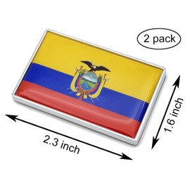 2 Pcs 3D Ecuador Ecuadorians Flag Metal Car Stickers Chrome Decals,2.3 x 1.6 Inch Metal Truck Stickers,Patriotic Car Motorcycle Emblem.