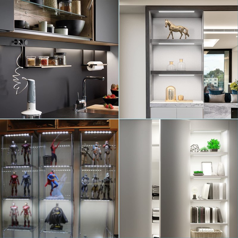 JUSJUBR Display Cabinet Lights, LED Shelf Lighting with Memory Function,