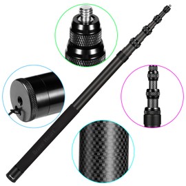 Varilla para selfie de 3 m, fibra de carbono, invisible, ultra larga, para cámara de acción Insta360 ONE X5 X4 X 3 ONE X2 ONE R ONE RS X3 R X (negro)