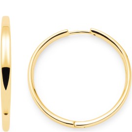 Leonardo Jewels 023574 Bravo Creole Earrings 1 Pair Stainless Steel Gold-Coloured 3.2 cm Diameter Puristic Basic Look Jewellery Women, Stainless Steel, No Gemstone