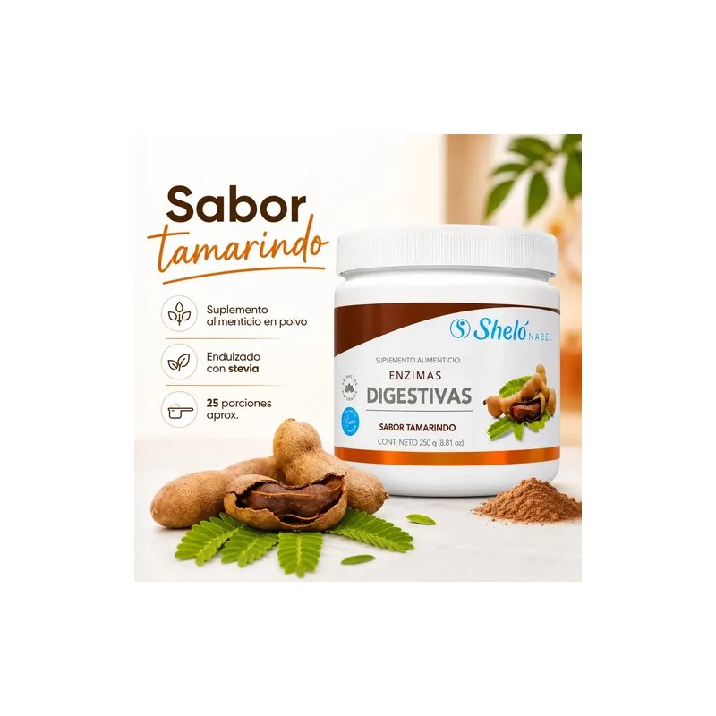 Enzimas Digestivas en Polvo Sheló Nabel, Suplemento Sabor Tamarindo para
