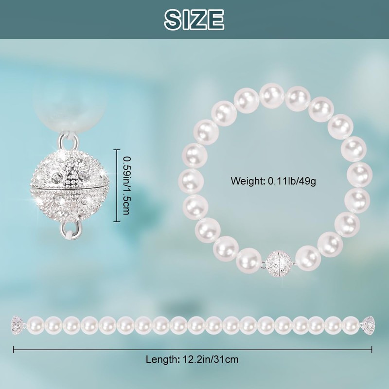 AULEEP Magnetic Curtain TieBacks, 2 Pack Pearl Curtain Tie Backs,